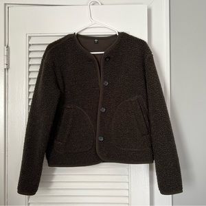 Uniqlo Pile Lined Fleece Cardigan Jacket Size XS Green